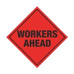 Workers Ahead Roll-Up Sign